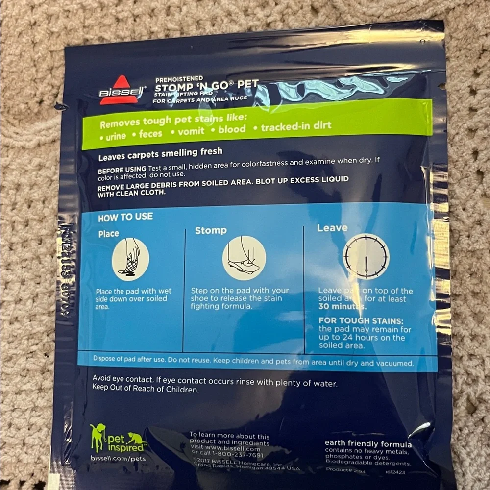 Bissell Stomp 'N Go Pet Stain Lifting Pads - Blue and Green